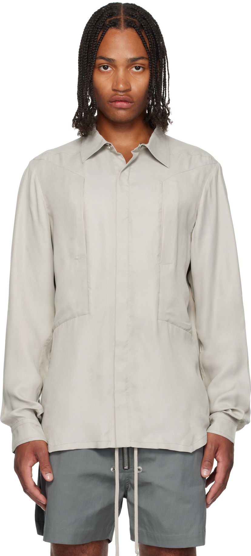 Skjorta Rick Owens Rick Owens Concordians Fogpocket Shirt Beige | RU02E1237 HSCH