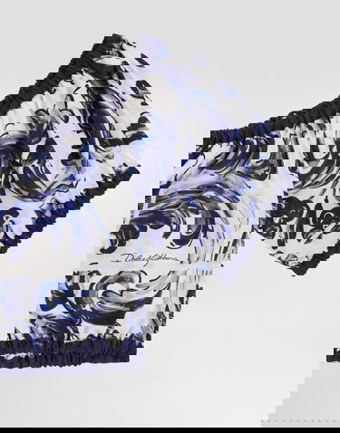 Crop top Dolce & Gabbana Dolce & Gabbana Majolica-Print Off-The-Shoulder Cotton Crop Top Blå | I7S12WFI5JKHB5DQ, 2