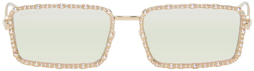 Solglasögon Gucci Gold Rectangular Sunglasses Metallisk | GG1568S