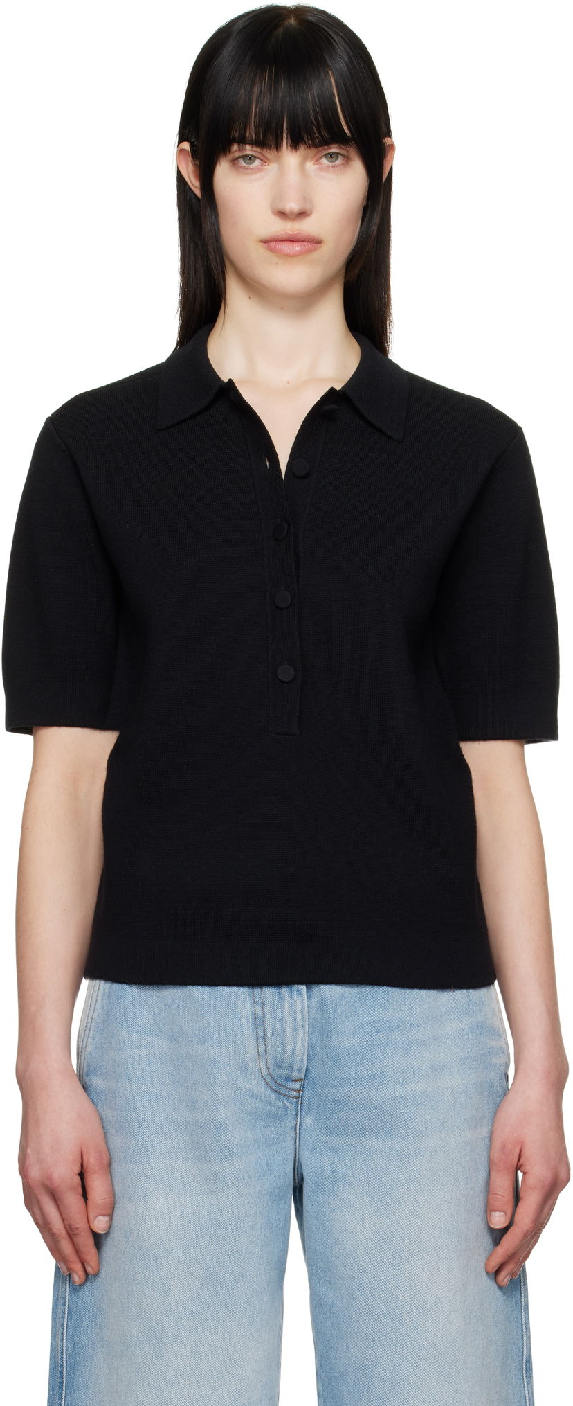Polotröja Dries Van Noten Dries Van Noten Merino Polo Svart | 251-011203-1700