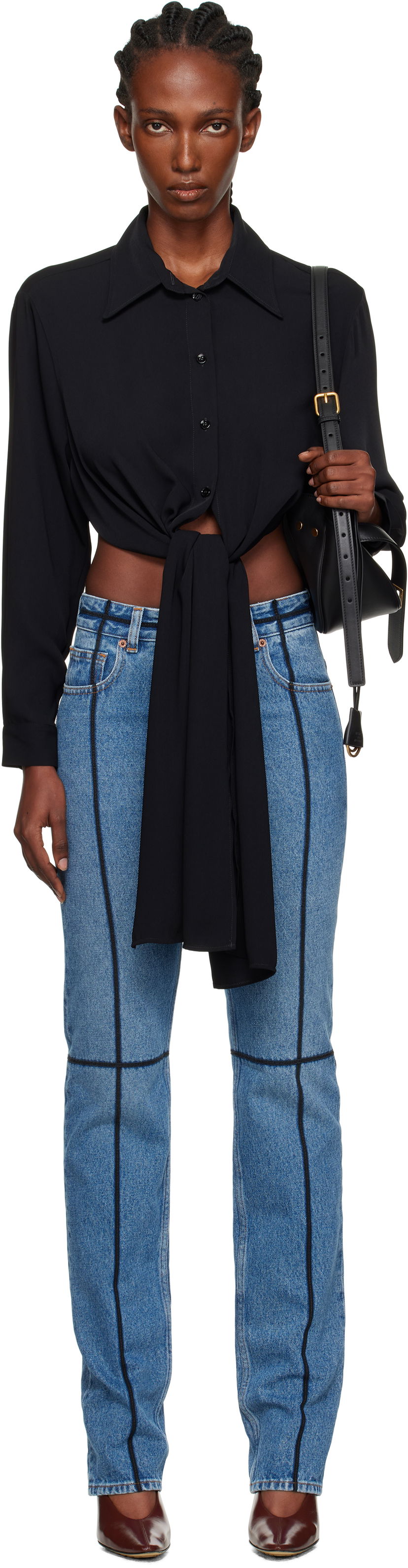 Skjorta Maison Margiela MM6 Maison Margiela Dual-Wear Tie Front Shirt Svart | S52DT0049 S43455