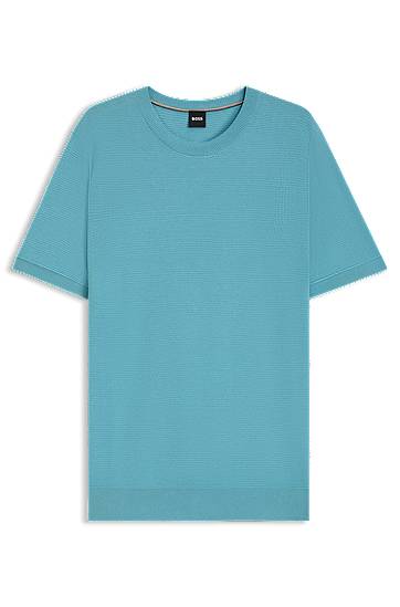 T-shirt BOSS BOSS Mixed Structure Knit Sweater Turkos | 50543161