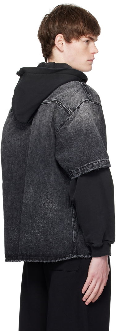 Jacka We11done We11done Faded Layered Hoodie Denim Jacket Svart | WD-DJ2-25-315-M-BK, 2