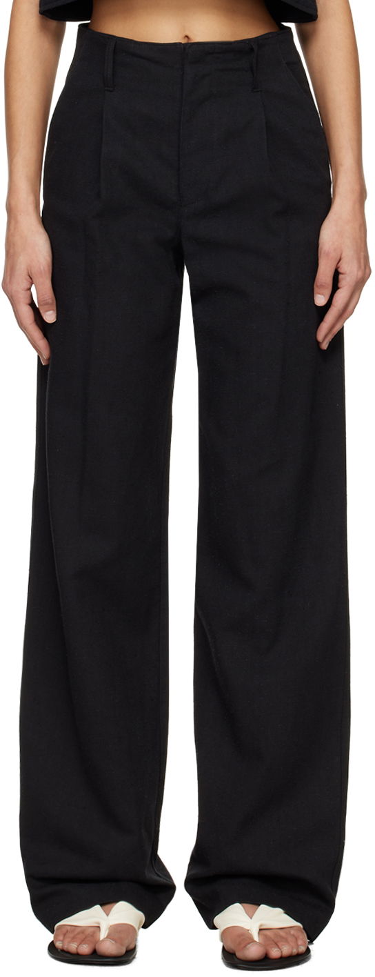 Byxor Loulou de Saison Loulou de Saison Jiva Wide-Leg Trousers Svart | JIVA
