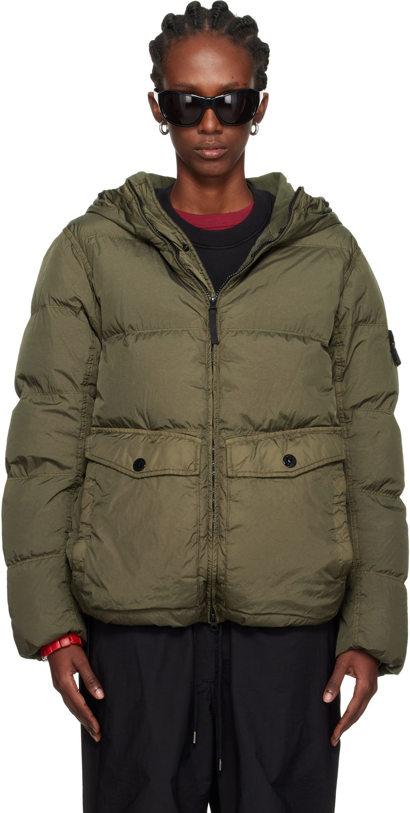 Pufferjacka Stone Island Stone Island Crinkle Reps Recycled Nylon Down Jacket Grön | K2S15 4100011 S0A23