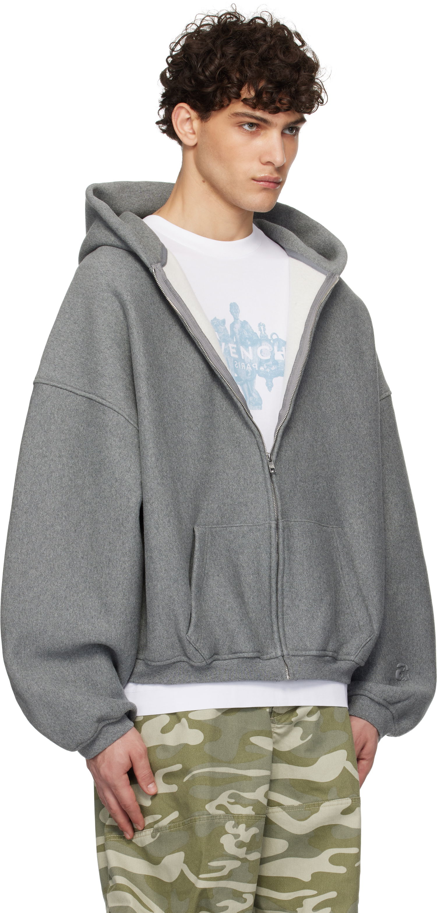 Sweatshirt Alexander Wang Dense Fleece Star Zip-Up Hoodie Grå | 6CC2242051, 1