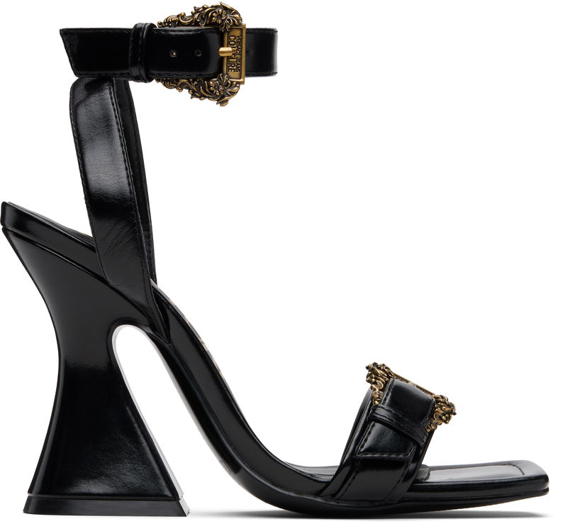 Sneakers och skor Versace Baroque Buckle Kristen Heeled Sandals Svart | E79VA3S36_EZSC35