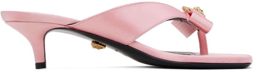 Tillbehör Versace Versace Gianni Ribbon Low Satin Mules Rosa | 1013017_1A00619_1PG4V