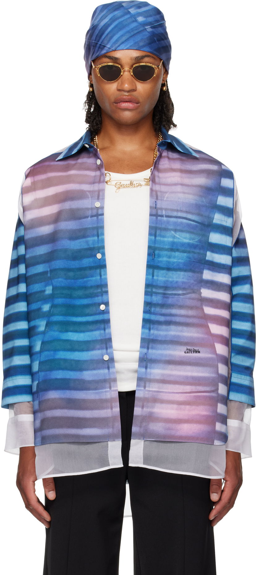 Skjorta Jean Paul Gaultier Jean Paul Gaultier 'The Petit-Grand Air' Print Shirt Blå | 25/03-U-ST032-W018P-565034