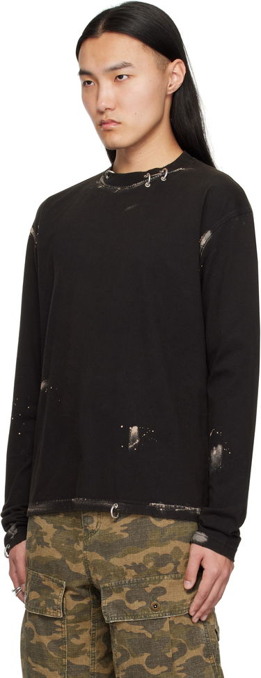Sweatshirt We11done We11done Pierced Long Sleeve T-Shirt Svart | WD-TT0-25-771-U-BK, 3