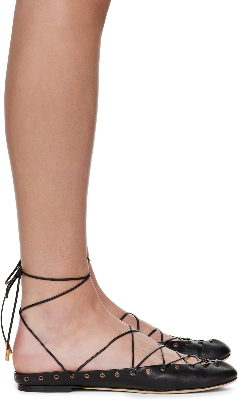 Sneakers och skor CHLOÉ Chloé 'Chloé' Ghillies Ballerina Flats Svart | CHC25U10BRI