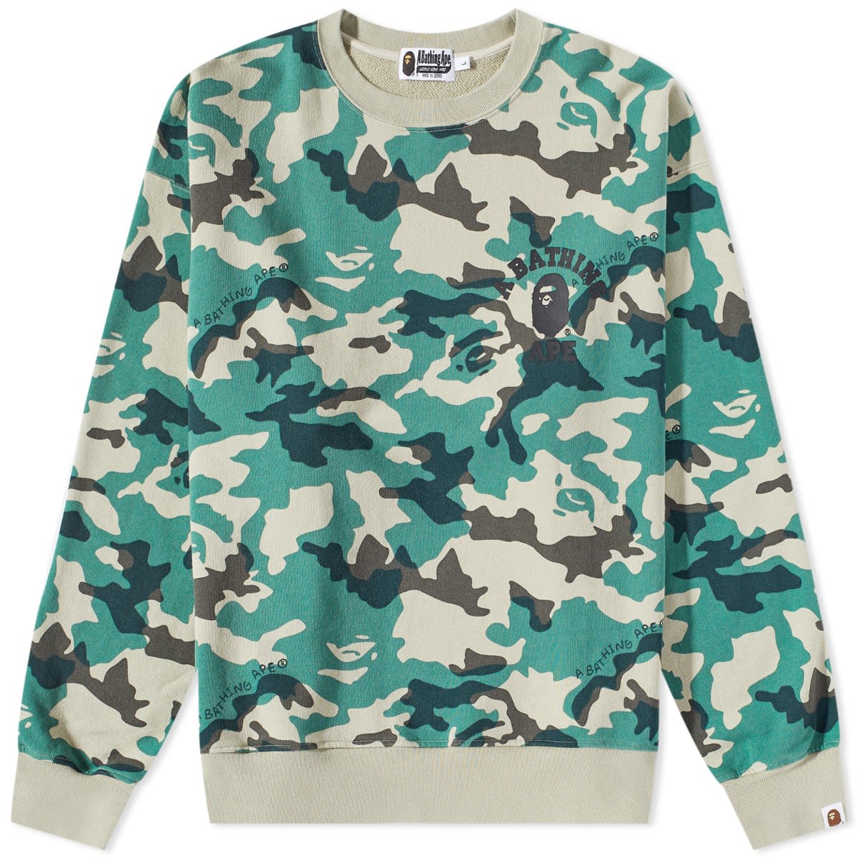 Sweatshirt BAPE Woodland Camo Loose Fit Crew Sweat Olive Drab Grön | 001SWJ301011M-OD, 0