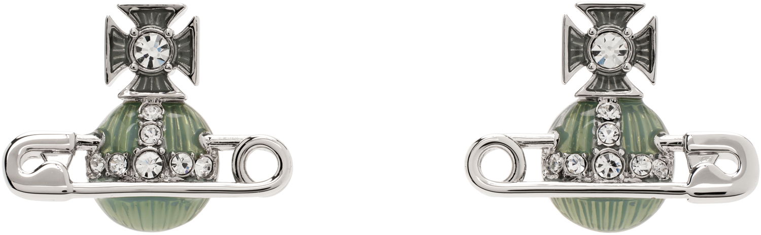Örhängen Vivienne Westwood Vivienne Westwood Kitty Orb and Safety Pin Earrings Grön | 6201033P-02P574-, 0