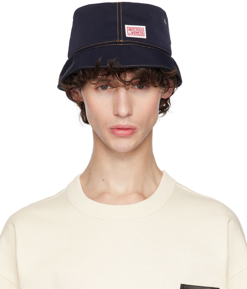 Hatt Bottega Veneta Navy Tech Nylon Bucket Hat Mörkblå | 687343 VF4K0 4121
