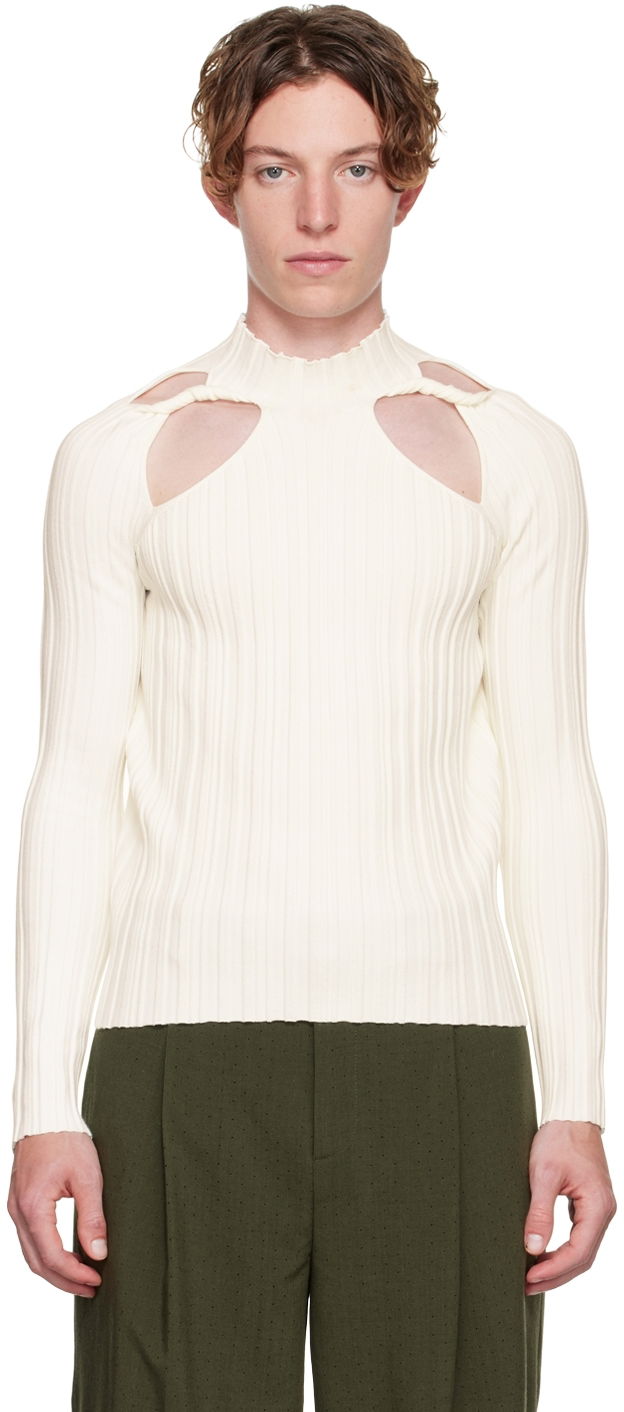 Sweater Dion Lee Dion Lee Collarbone Cutout Ribbed Sweater Vit | C7005F21