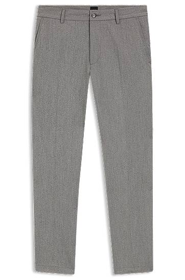 Byxor BOSS Modern-Fit Wrinkle-Resistant Stretch Dobby Trousers Grå | 50546914, 0