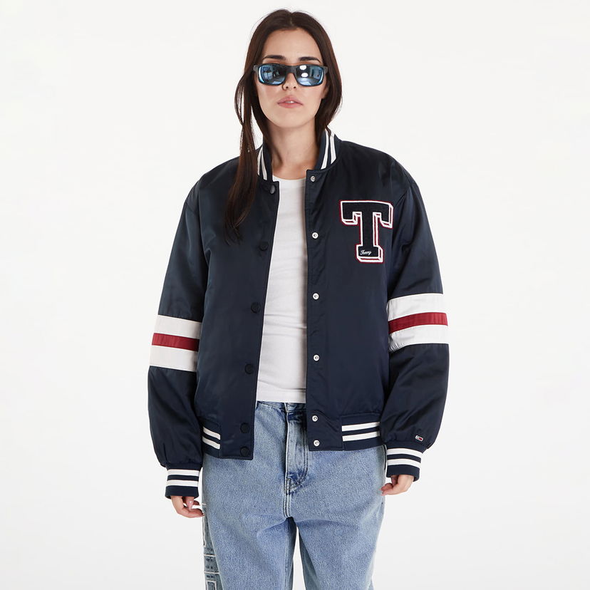 Bomberjacka Tommy Hilfiger Satin Letterman Bomber Jacket Dark Night Navy Mörkblå | DW0DW18306 C1G