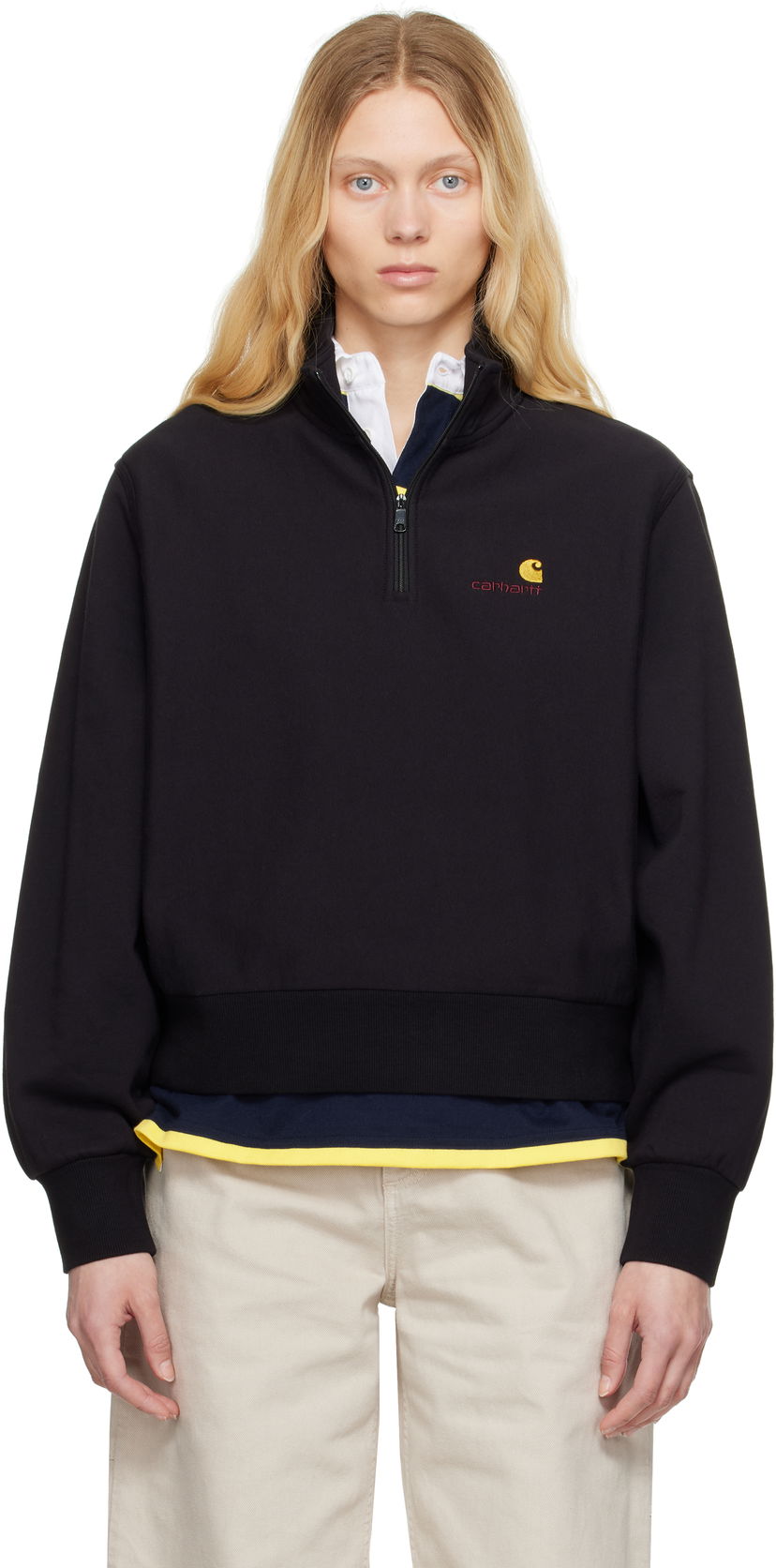 Sweater Carhartt WIP American Script High Neck Sweatshirt Svart | I033827 89XX