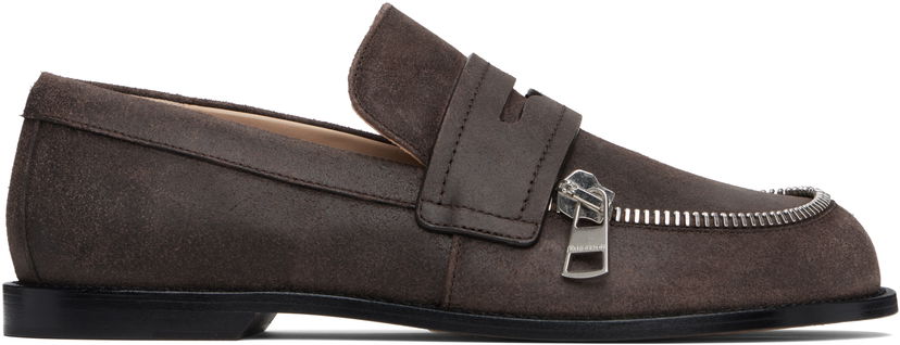 Sneakers och skor JW Anderson Suede Zipper Biker Loafers Brun | MC0002-LA0319