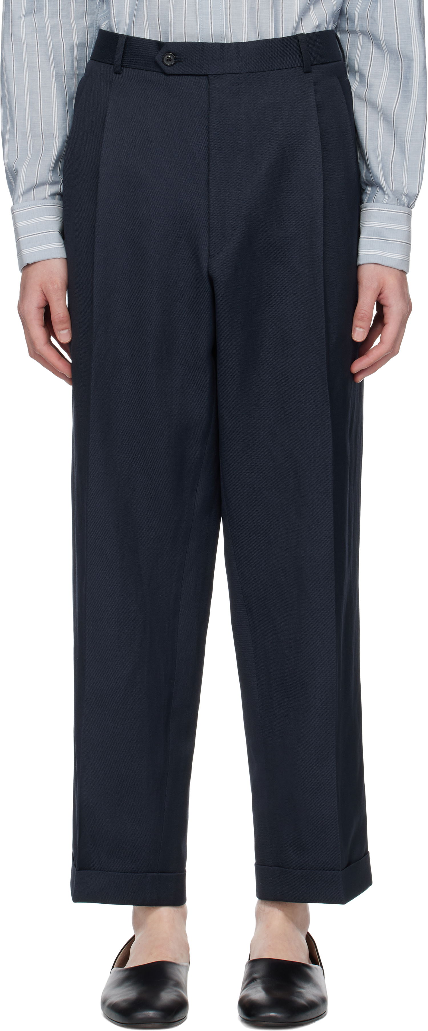 Byxor Maison Margiela Maison Margiela Turn-up Trousers Mörkblå | S50KA0669 M35287, 0