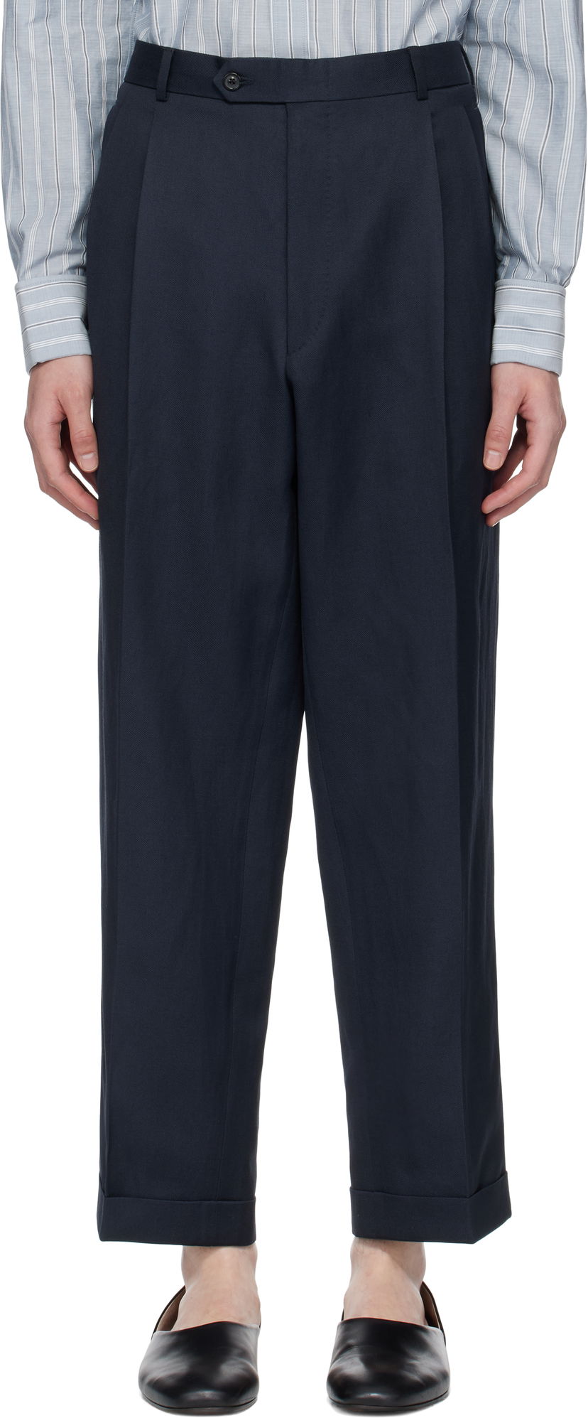Byxor Maison Margiela Maison Margiela Turn-up Trousers Mörkblå | S50KA0669 M35287