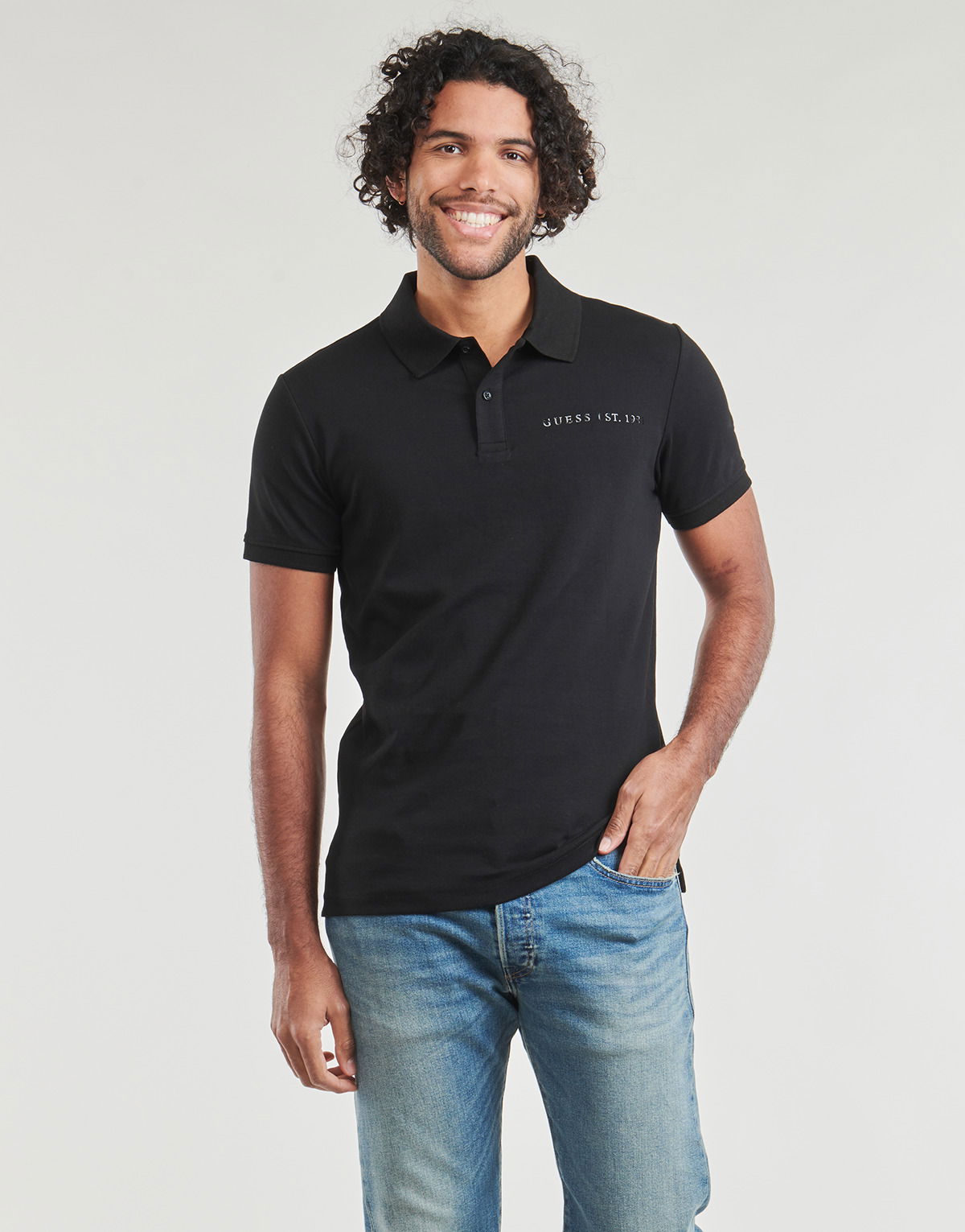 Polotröja GUESS NOLAN SS POLO Svart | M4RP6-KBL51-JBLK, 0