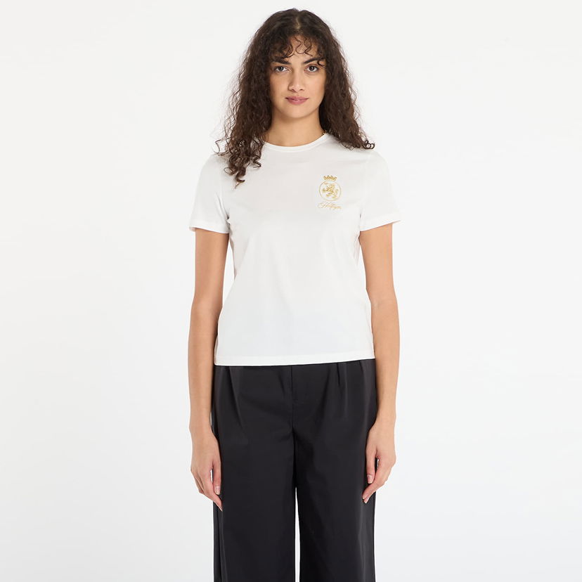 T-shirt Tommy Hilfiger Gold Crest Regular Short Sleeve T-Shirt Vit | WW0WW46153-YBL