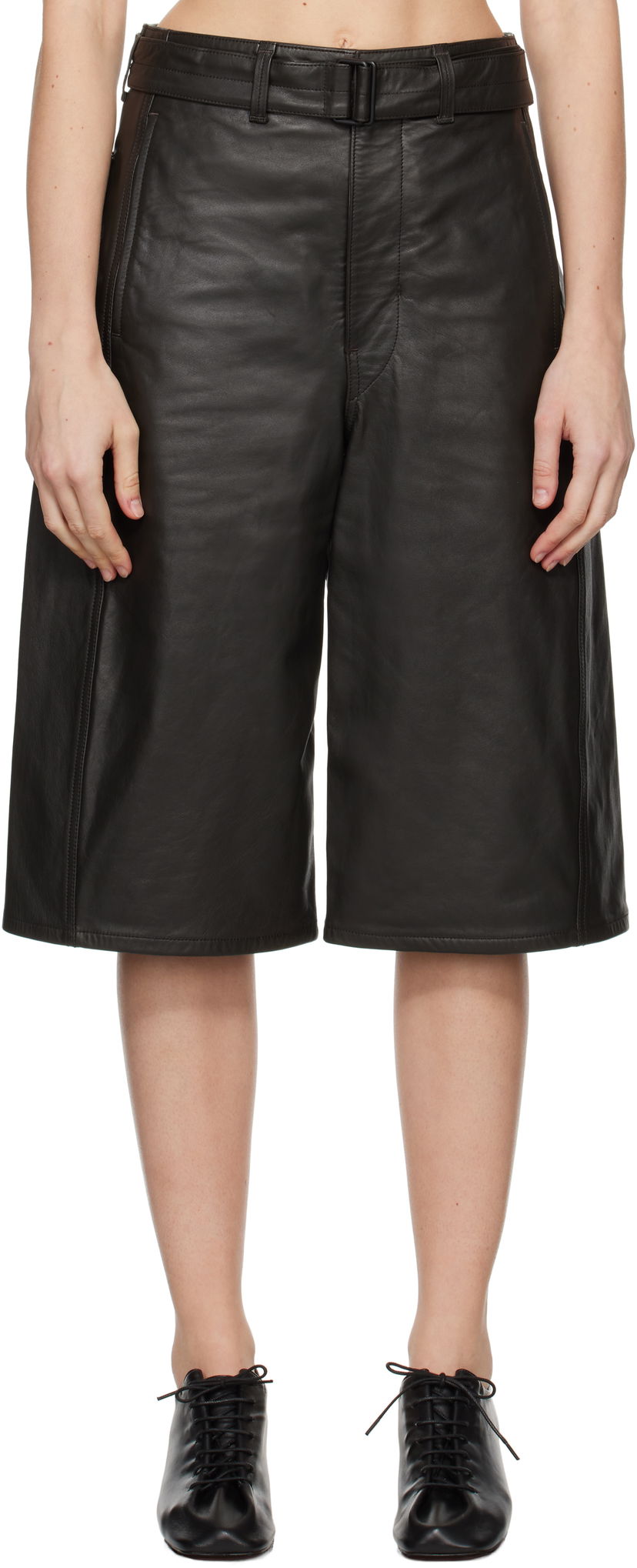 Shorts LEMAIRE Lemaire Bermuda Leather Shorts Svart | PA1141 LL0095