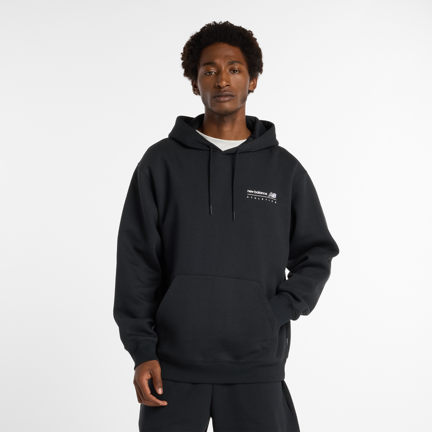 Sweatshirt New Balance Pullover Hoodie with Kangaroo Pocket Svart | NBMT53528BK, 0