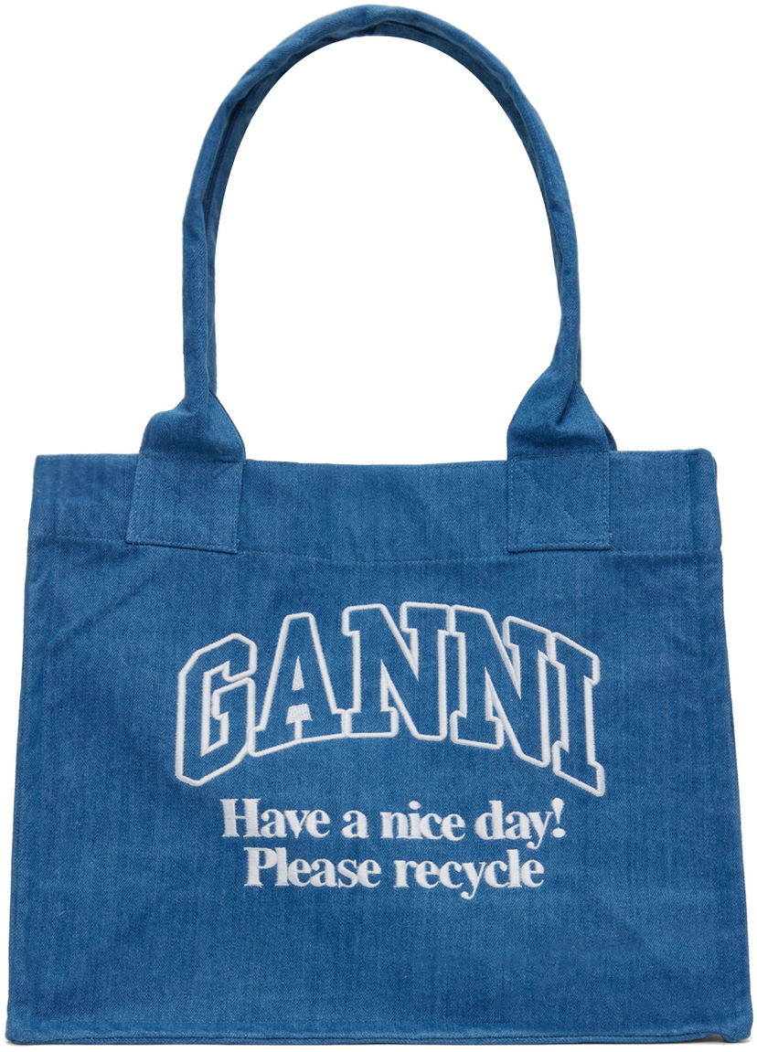 Tygpåse GANNI GANNI Large Easy Tote Bag Blå | A5599