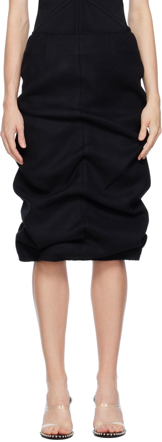 Kjol We11done We11done Tucked Midi Skirt Svart | WD-SK3-23-211-W-BK