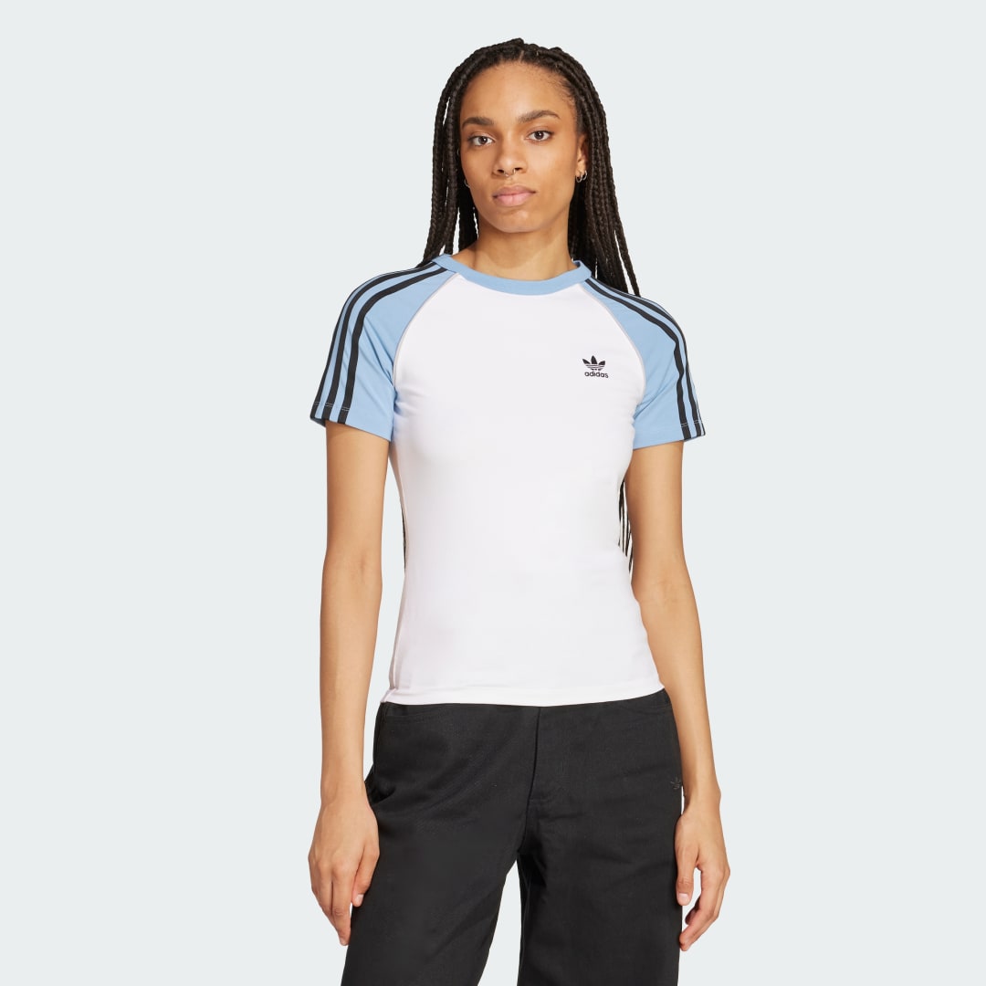 T-shirt adidas Performance Adicolor 3-Stripes Raglan Slim T-Shirt Vit | JV7191, 0