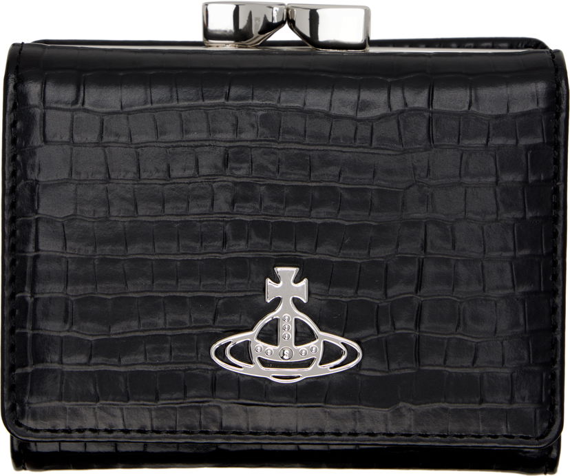 Plånbok Vivienne Westwood Vivienne Westwood Small Croc-Embossed Frame Wallet Svart | 5115002NW-L00C0-