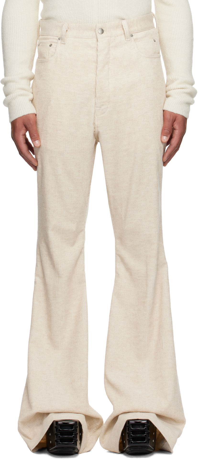 Byxor Rick Owens Concordians Geth Corduroy Flared Trousers Beige | RU02E1333 MLC