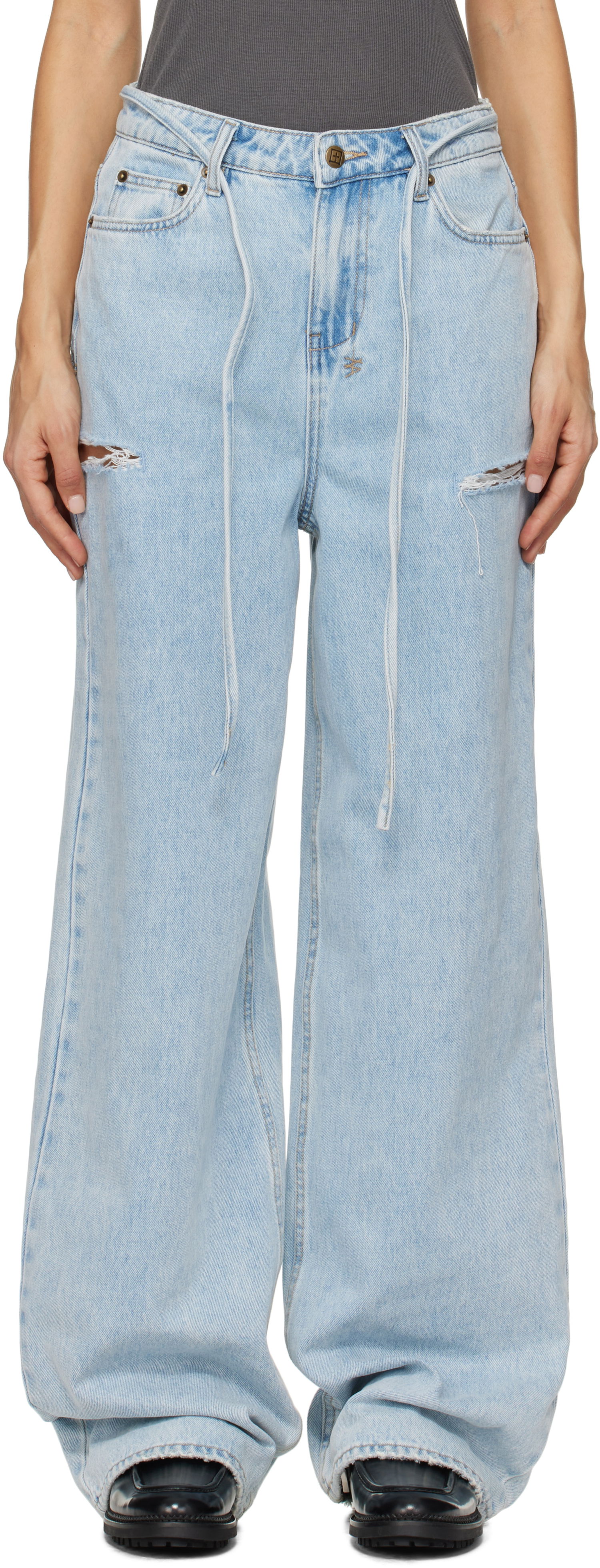 Jeans Ksubi Ksubi Baggy Rollin Kut Out Jeans Blå | WPS25DJ005, 0