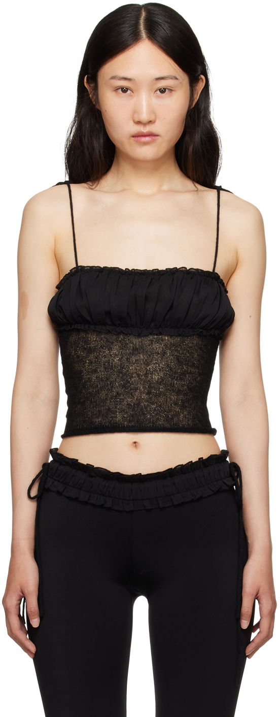 Linne GUIZIO Guizio Ruched Tank Top Svart | H23624S025