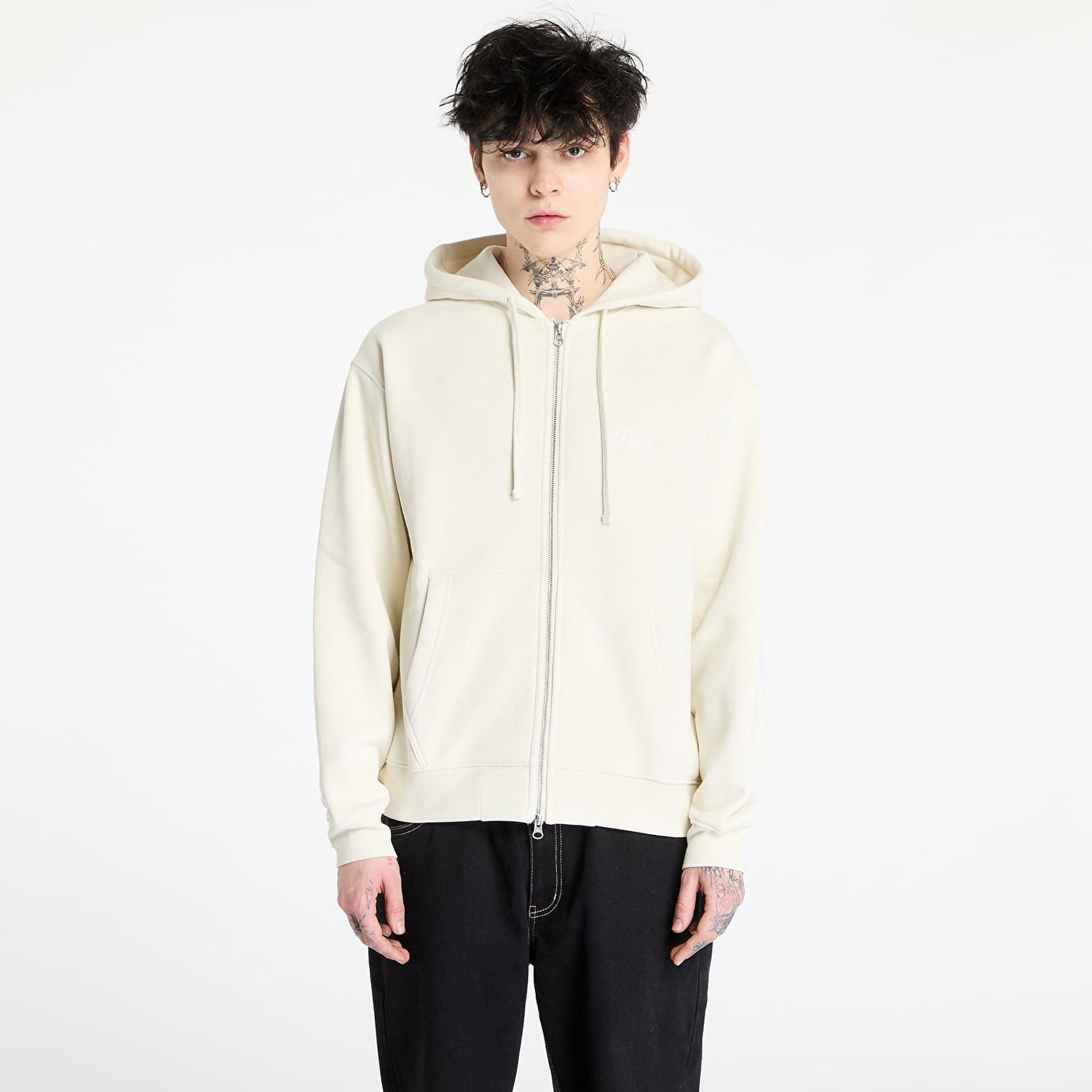 Sweatshirt Dime DIME Cursive Small Logo Zip Hoodie Beige | DIMEHO2453NAT, 0
