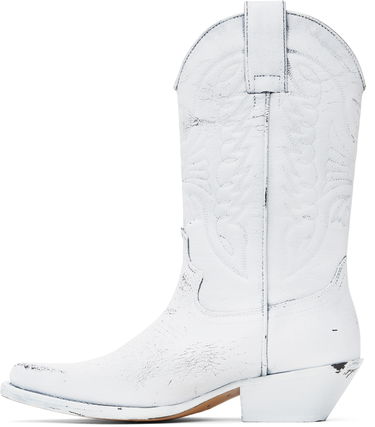 Rockar Maison Margiela MM6 Maison Margiela Painted Cowboy Boots Vit | SH3WW0003 P8299, 2