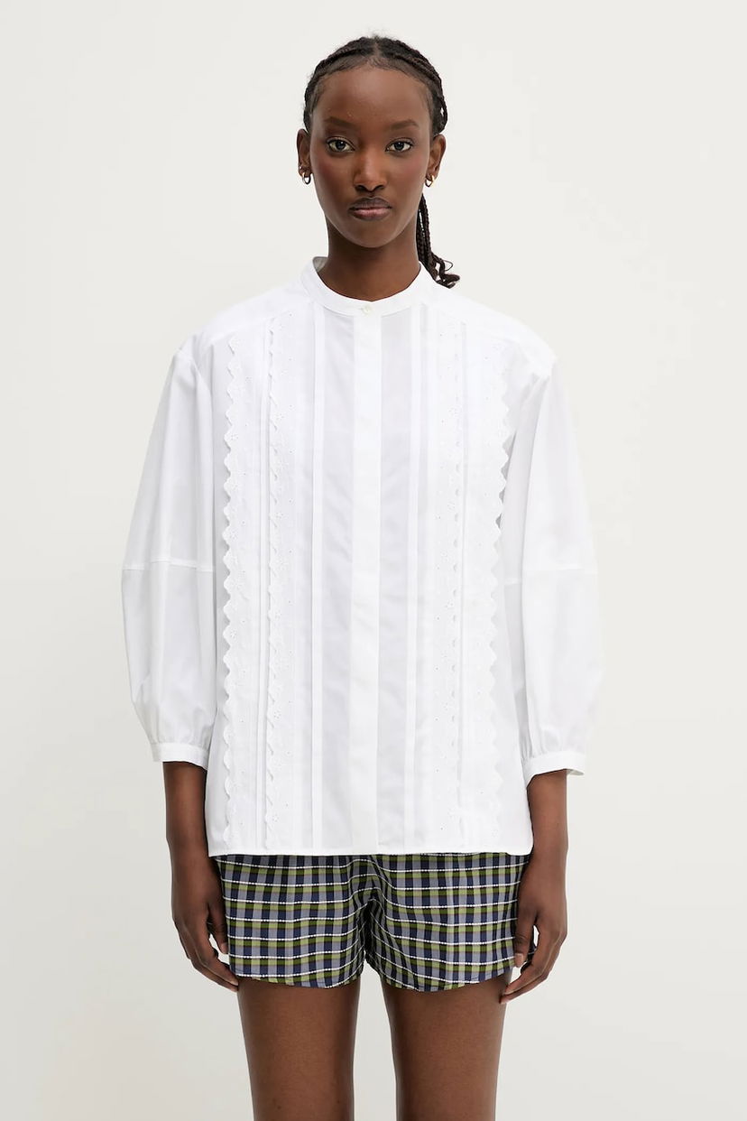 Skjorta MAISON KITSUNÉ Maison Kitsuné Crafted Embroidery Shirt Vit | OW00428WC5010