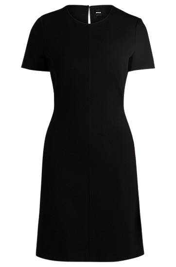 Klä BOSS Slim Fit Stretch Crew Neck Dress Svart | 50490062