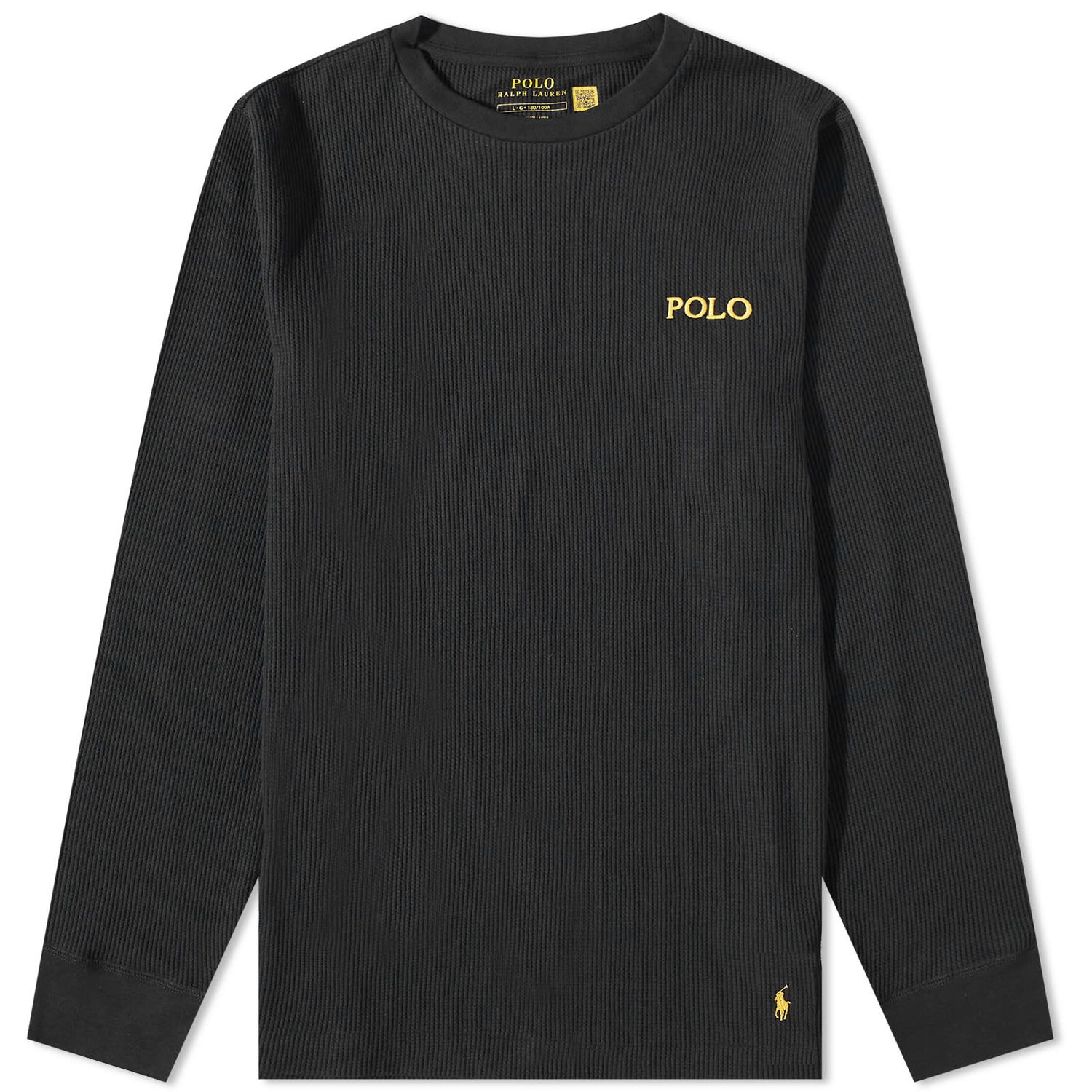 T-shirt Polo by Ralph Lauren Long Sleeve Waffle Lounge Tee Svart | 714899615004, 0
