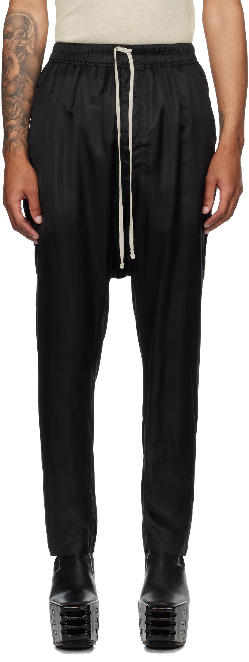 Byxor Rick Owens Rick Owens Concordians Drawstring Trousers Svart | RU02E1380 K