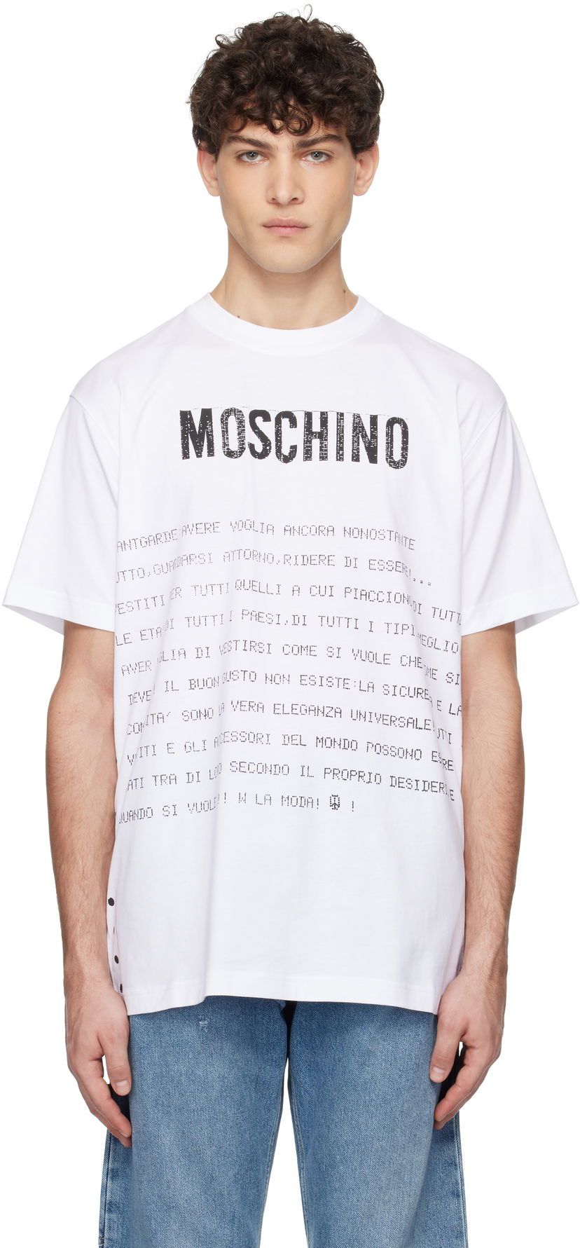 T-shirt Moschino Moschino Message Print T-Shirt Vit | 251ZZA071702411001