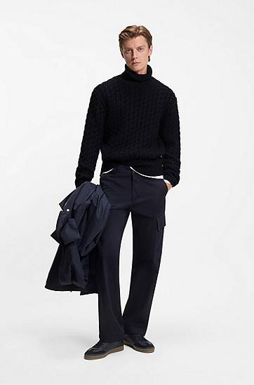 Sweater BOSS BECKHAM x BOSS cable-knit sweater in wool and cashmere Svart | 50554338, 1