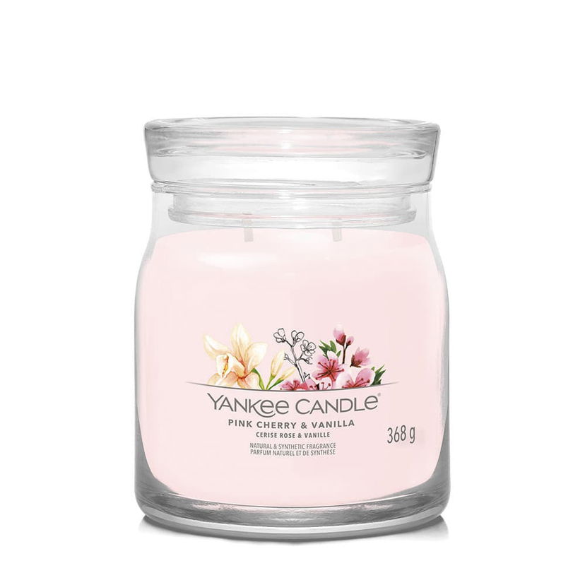 Ljus Yankee Candle Signature Medium Jar Pink Cherry & Vanilla Natural & Synthetic Fragrance 2 Wicks 368g Rosa | 40494