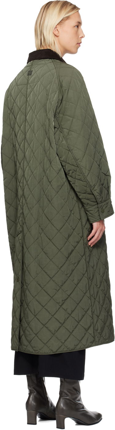 Rockar Max Mara Coccole Quilted Long Coat with Corduroy Collar Grön | 2525496092600, 2