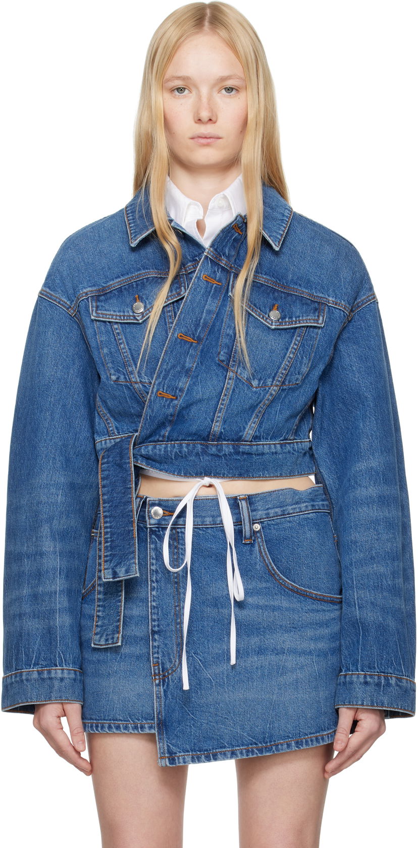 Jacka Alexander Wang Alexander Wang Regen Cotton Wrapped Denim Jacket Blå | 4DC2252676