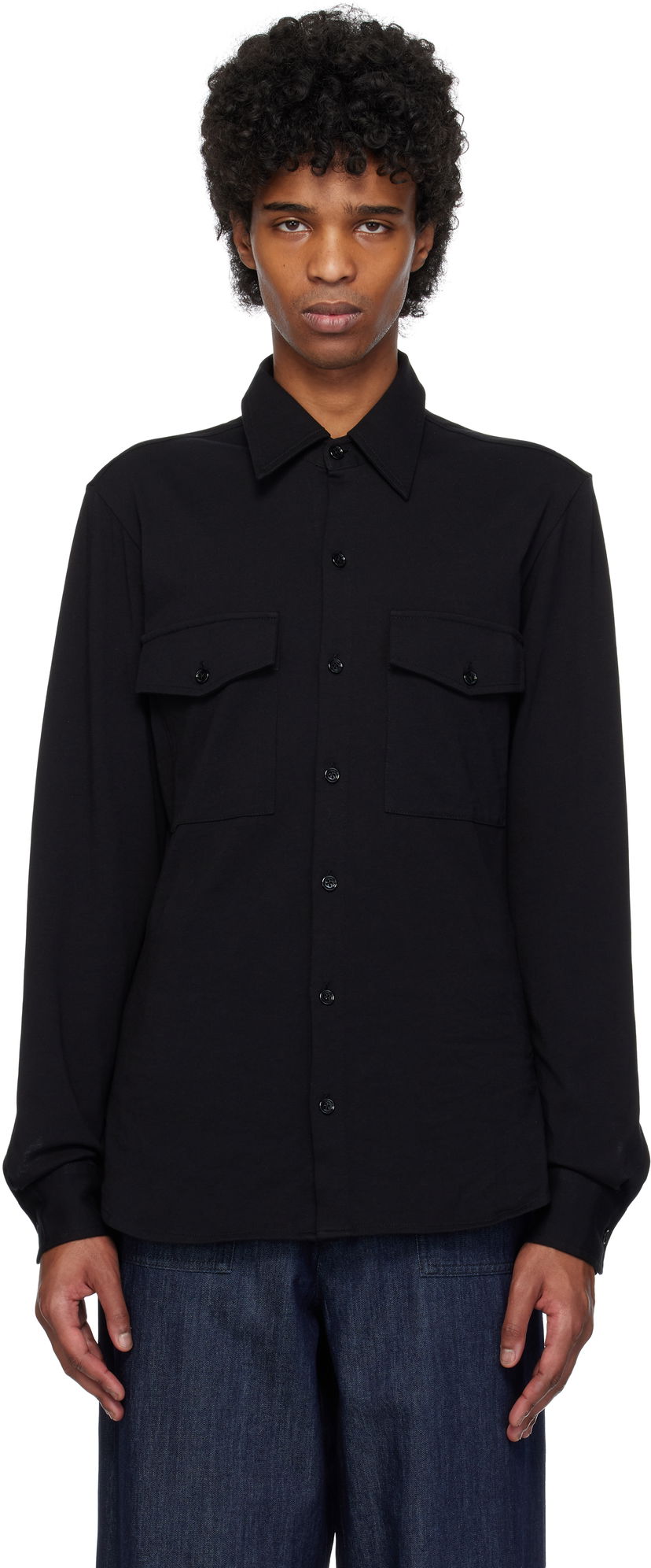 Skjorta Dries Van Noten Dries Van Noten Jersey Shirt Svart | 251-021118-1603