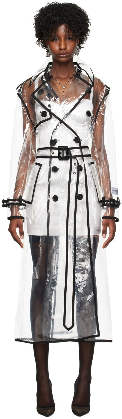 Trenchcoat Dolce & Gabbana Transparent Kim Kardashian Edition Double-Breasted Trench Coat Vit | F0C2QT FUSKE