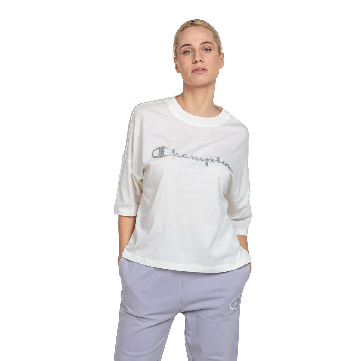 T-shirt Champion TWISTED Loose Fit 3/4 Sleeve T-Shirt Vit | CHA231F811-11, 0
